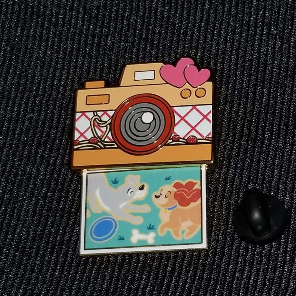 Disney Dogs Camera Pin Lady & the Tramp Cats Dogs on Instamatic Polaroid Slider